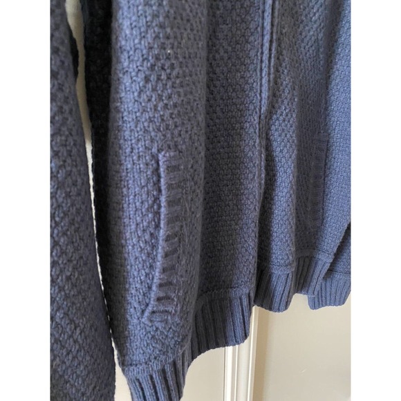 New Emozioni Uomo‎ Men’s Wool Blue Knit Cardigan Sweater Jacket Zip Ribbed Large - Picture 3 of 5